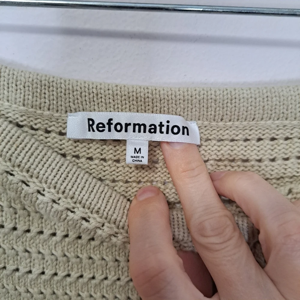 Reformation Max Open Knit Two Piece Set Oatmeal And Black Medium NWOT - Picture 9 of 9